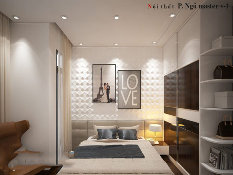 Phòng ngủ của vợ chồng được trang trí thu hút hơn với không gian rộng hơn